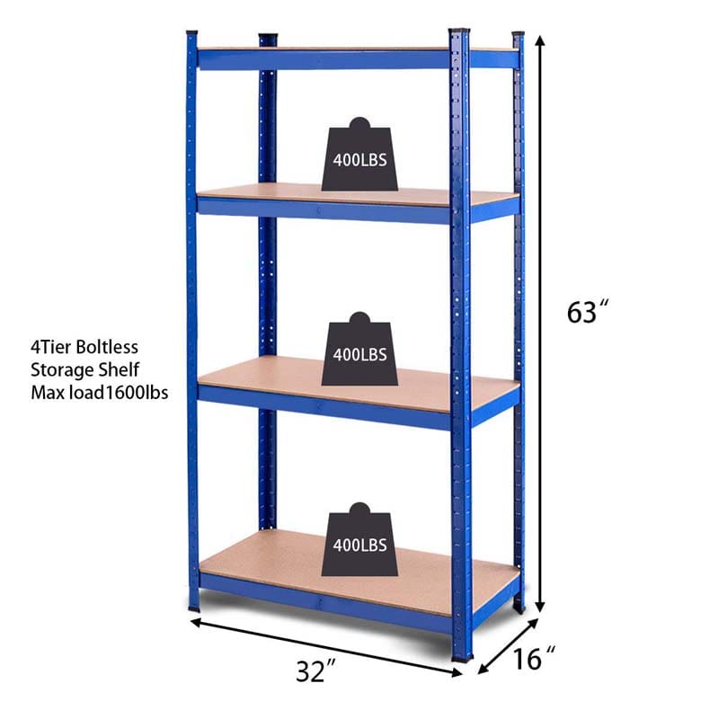 Eletriclife Adjustable 4-Tier Heavy Duty Storage Shelf Blue