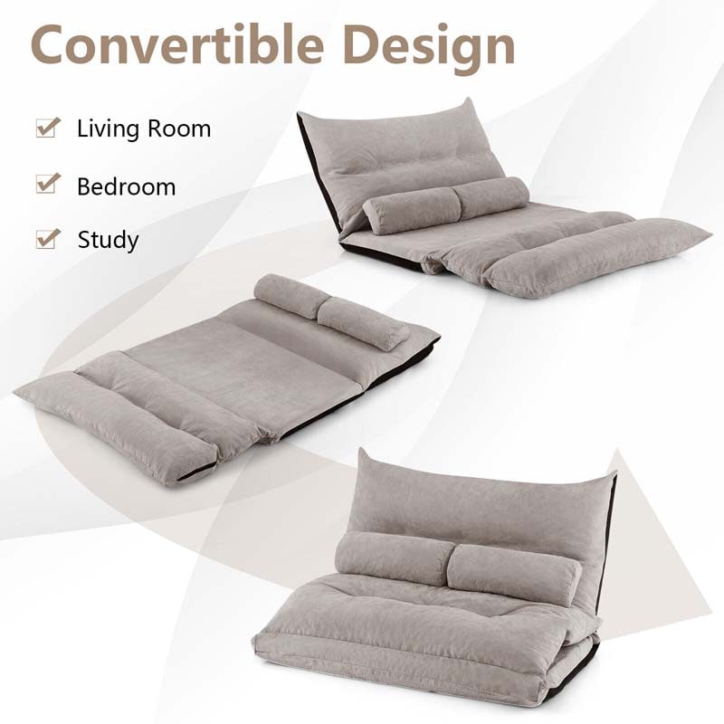 Eletriclife Adjustable Floor Sofa Bed with 2 Lumbar Pillows