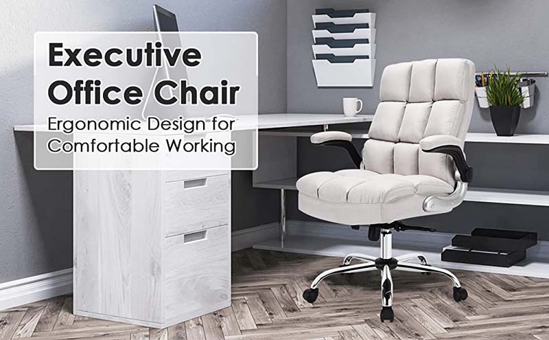 Eletriclife Adjustable Swivel Office Chair with High Back and Flip-up Arm