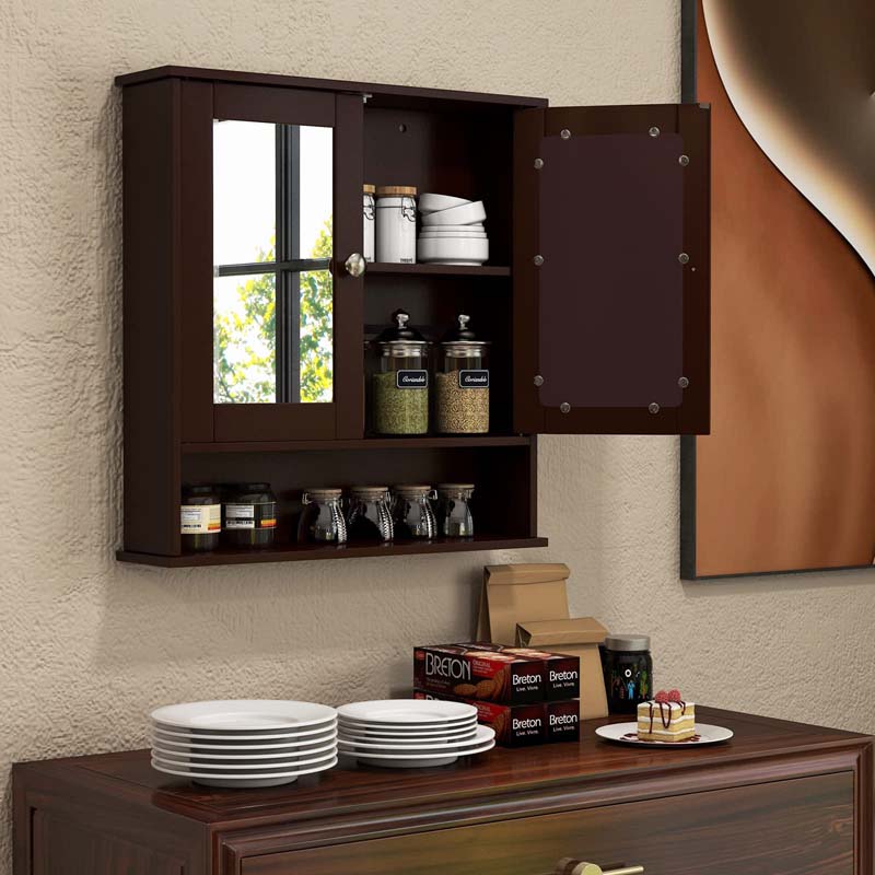 Eletriclife Bathroom Hanging Storage Cabinet with Double Mirror Doors