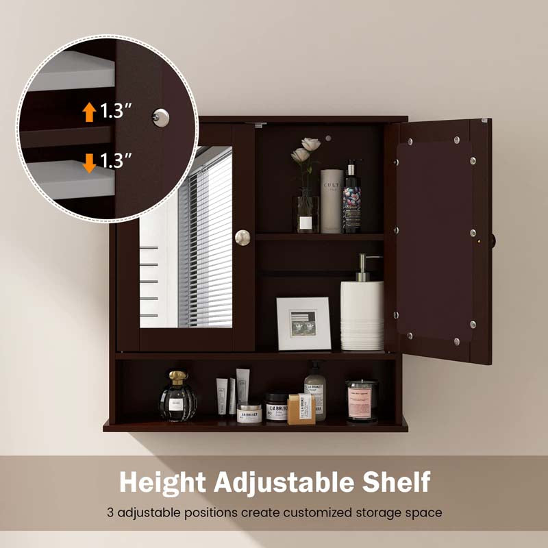 Eletriclife Bathroom Hanging Storage Cabinet with Double Mirror Doors