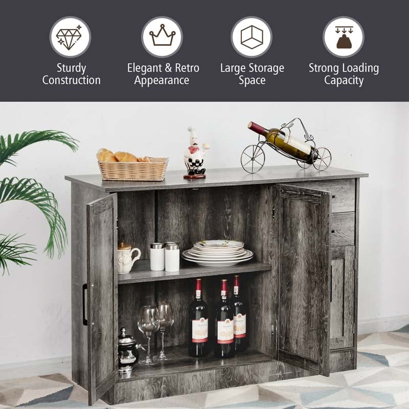 Eletriclife Buffet Storage Cabinet with 2-Door Cabinet and 2 Drawers Gray