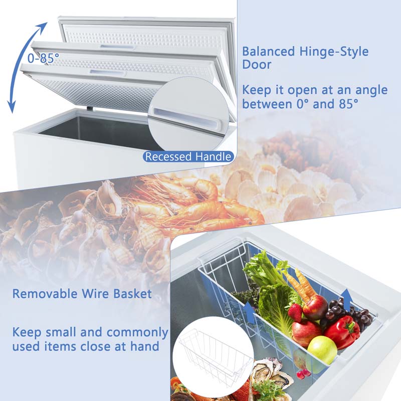 Eletriclife Compact Deep Freezer with 7-Level Adjustable Temperature and Removable Basket