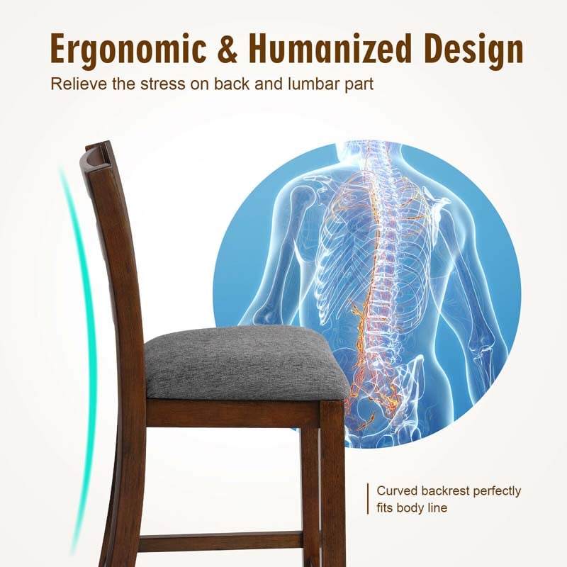 Eletriclife Counter Height Bar Chairs with Fabric Seat and Rubber Wood Legs