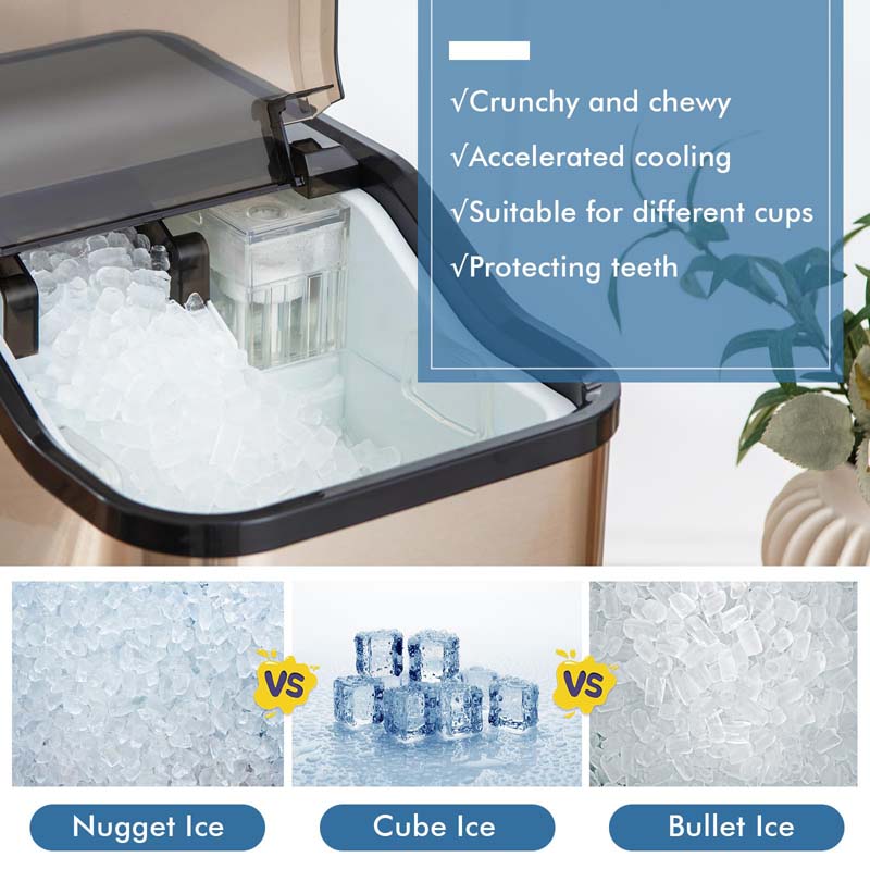 Eletriclife Countertop Nugget Ice Maker with 2 Ways Water Refill Self-Cleaning