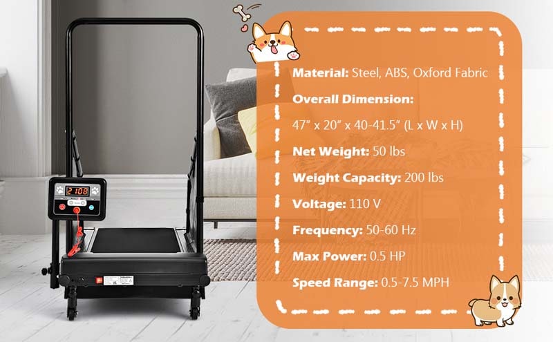 Eletriclife Dog Treadmill for Small/Medium Dogs Indoors Pet Running Training Machine