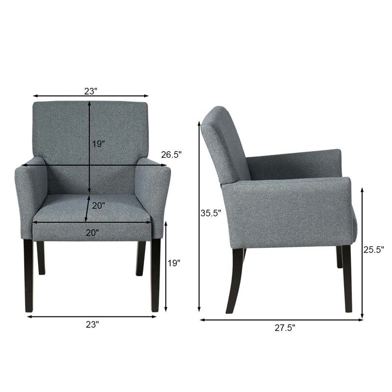 Eletriclife Fabric Upholstered Executive Guest Armchair with Rubber Wood Legs