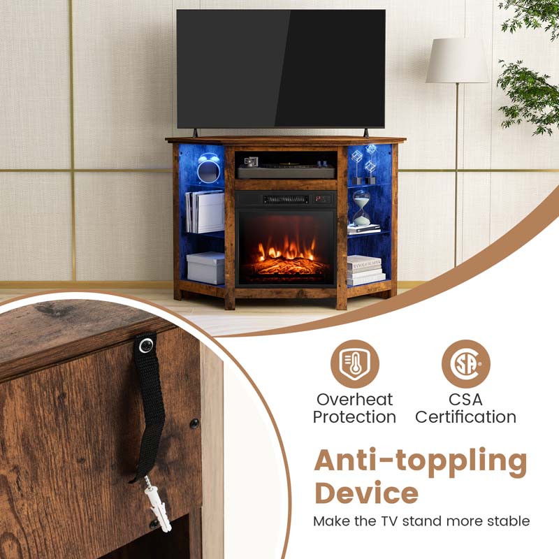 Eletriclife Fireplace Corner TV Stand with LED Lights and Smart APP Control for 50 Inches TV