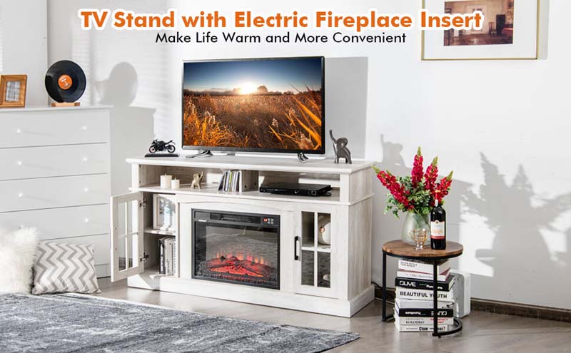 Eletriclife Fireplace TV Stand with 1400W Electric Fireplace