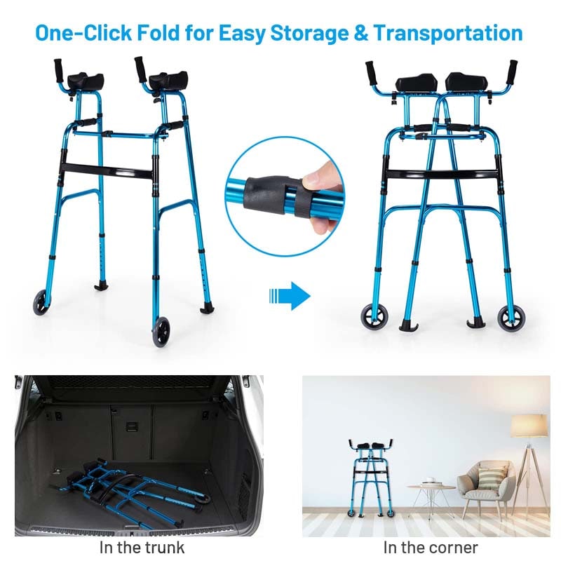 Eletriclife Folding Adjustable Aluminum Wheel Walking Frame