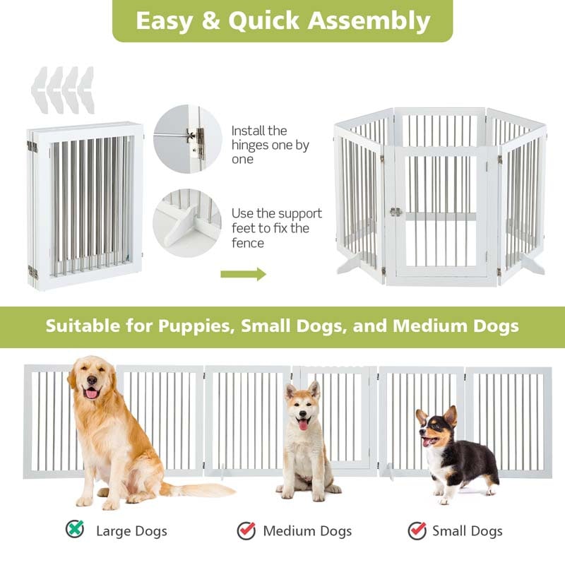 Eletriclife Freestanding 6-Panel Dog Gate with 4 Support Feet for Stairs