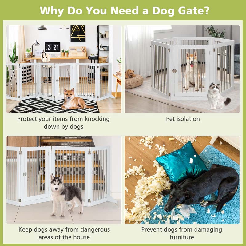 Eletriclife Freestanding 6-Panel Dog Gate with 4 Support Feet for Stairs