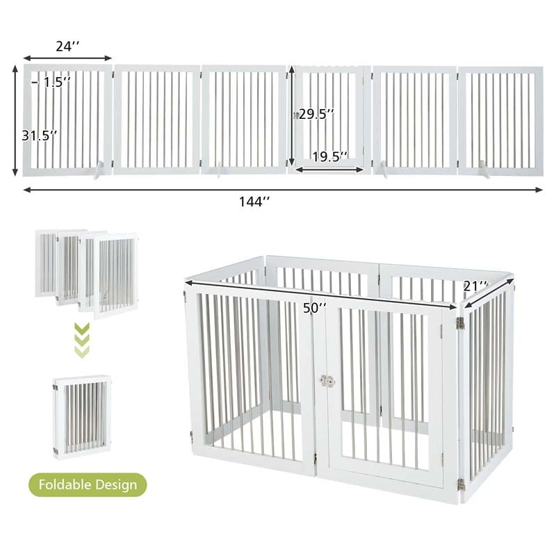 Eletriclife Freestanding 6-Panel Dog Gate with 4 Support Feet for Stairs