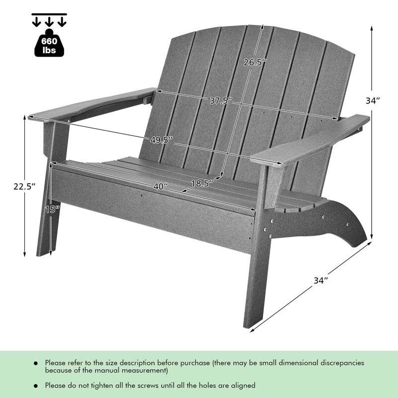 Eletriclife HDPE Patio Adirondack Chair for Porch Garden Backyard