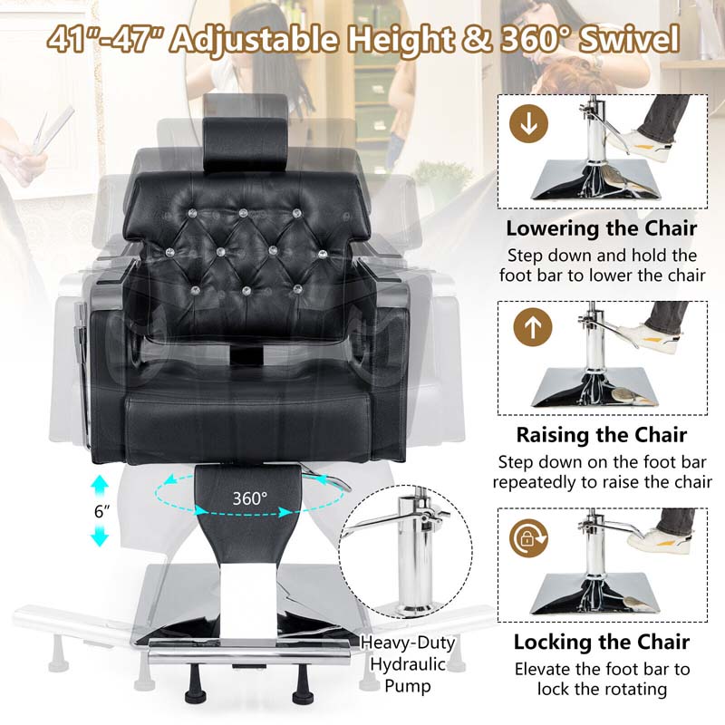 Eletriclife Heavy-Duty Hydraulic Adjustable Swivel Barber Chair