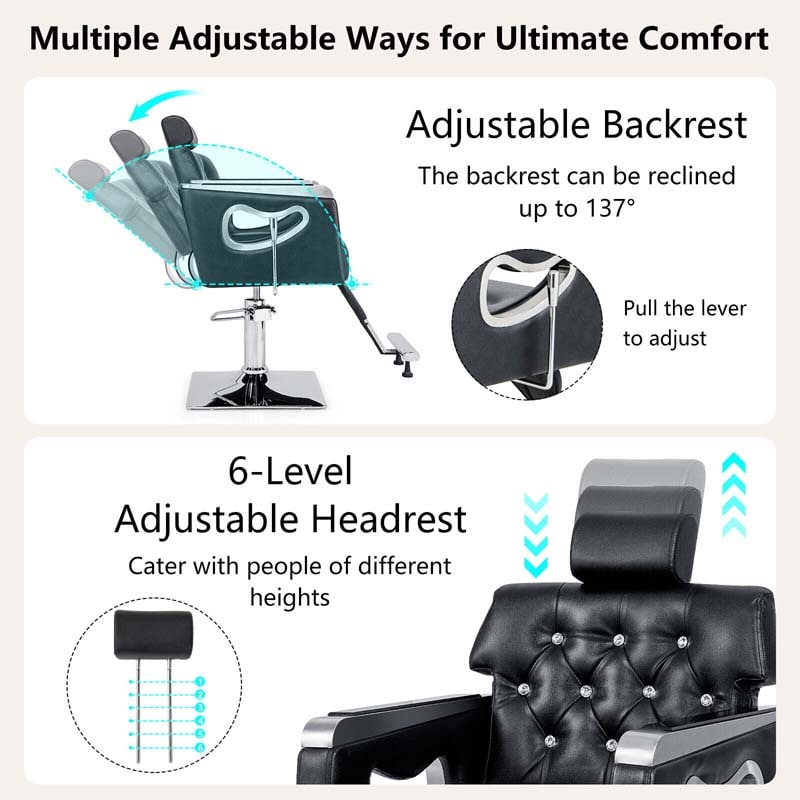 Eletriclife Heavy-Duty Hydraulic Adjustable Swivel Barber Chair