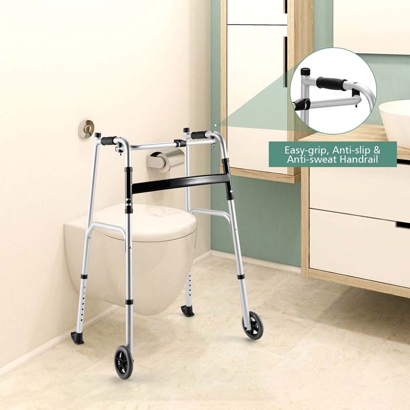 Eletriclife Height Adjustable Rolling Walker With Seat and Armrest Pad