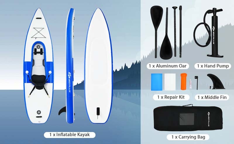 Eletriclife Inflatable Kayak Includes Aluminum Paddle with Hand Pump