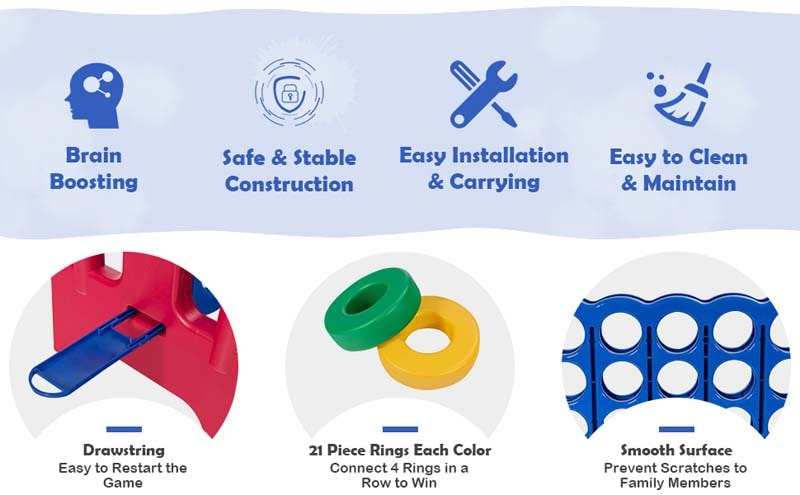 Eletriclife Jumbo 4-to-Score Giant Game Set with 42 Jumbo Rings and Quick-Release Slider