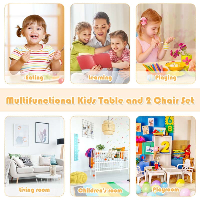 Eletriclife Kids Wooden Table and 2 Chairs Set