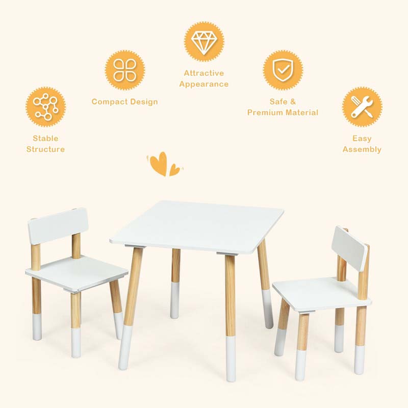 Eletriclife Kids Wooden Table and 2 Chairs Set