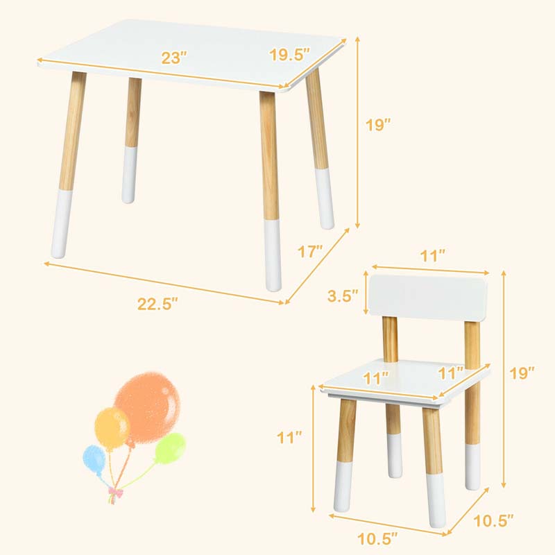 Eletriclife Kids Wooden Table and 2 Chairs Set