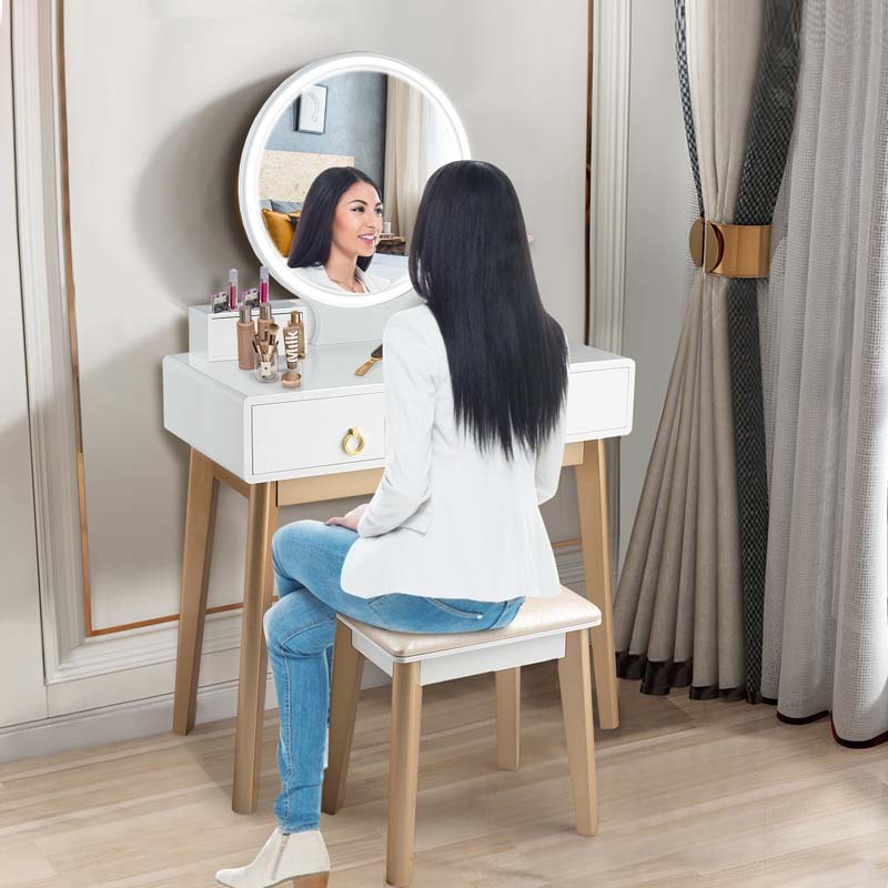 Eletriclife Makeup Vanity Table Set with Touch Screen Dimming Mirror