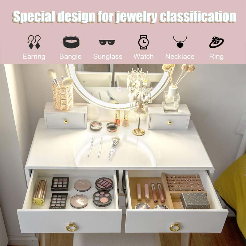 Eletriclife Makeup Vanity Table Set with Touch Screen Dimming Mirror