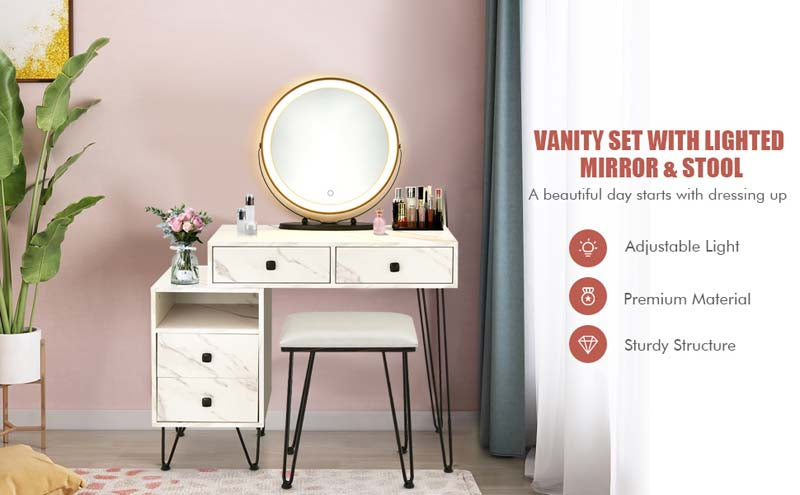 Eletriclife Modern Dressing Table with Storage Cabinet