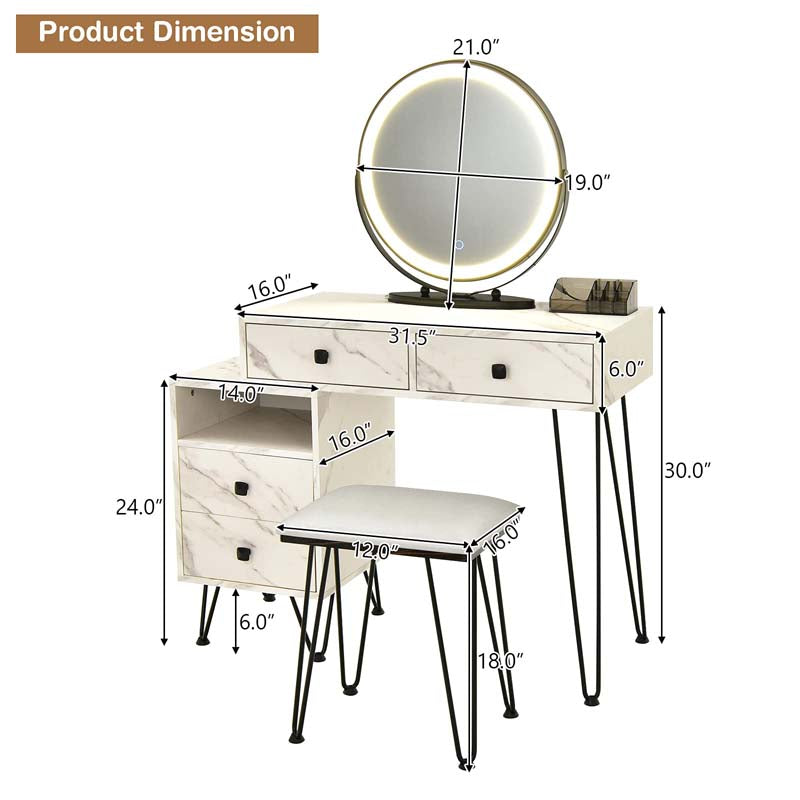 Eletriclife Modern Dressing Table with Storage Cabinet