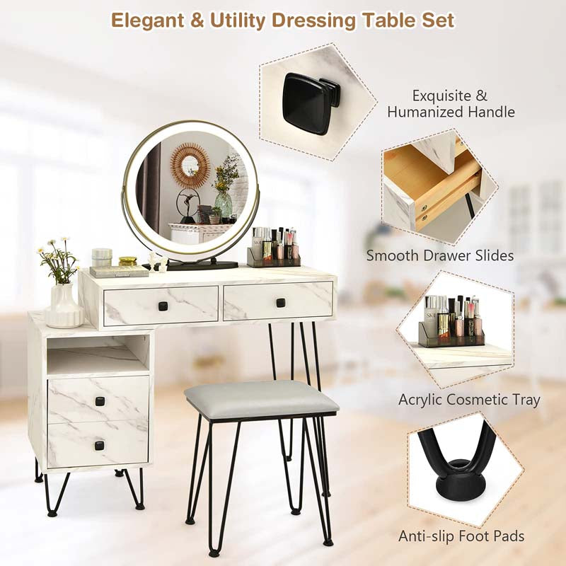 Eletriclife Modern Dressing Table with Storage Cabinet