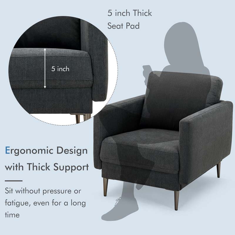 Eletriclife Modern Upholstered Accent Chair with Backrest Cushion