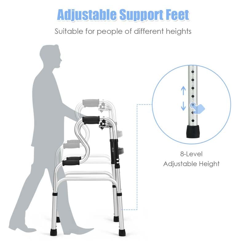 Eletriclife One-Button Folding Aluminum Walking Frame Walker