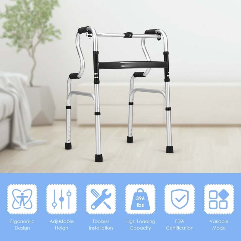 Eletriclife One-Button Folding Aluminum Walking Frame Walker