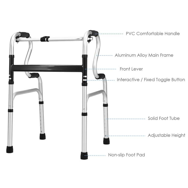 Eletriclife One-Button Folding Aluminum Walking Frame Walker