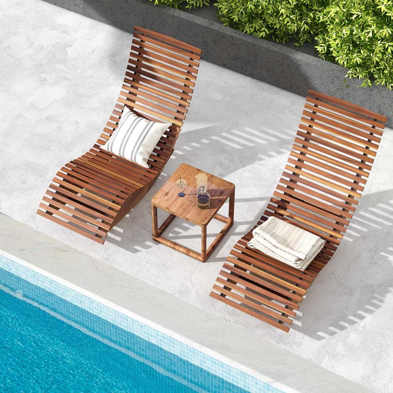 Eletriclife Outdoor Acacia Wood Rocking Chair with Widened Slatted Seat and High Back