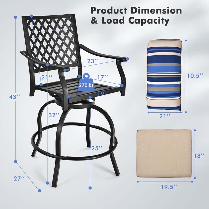 Eletriclife Outdoor Bar Height Chair with Soft Cushions