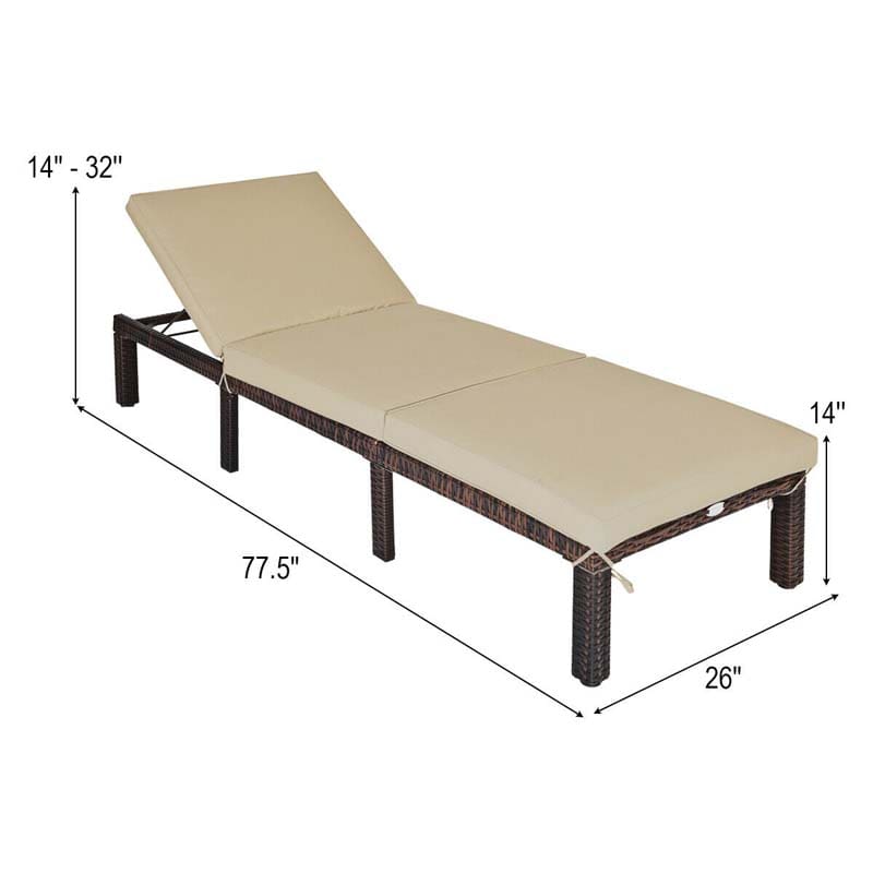 Eletriclife Outdoor Rattan Adjustable Cushioned Chaise