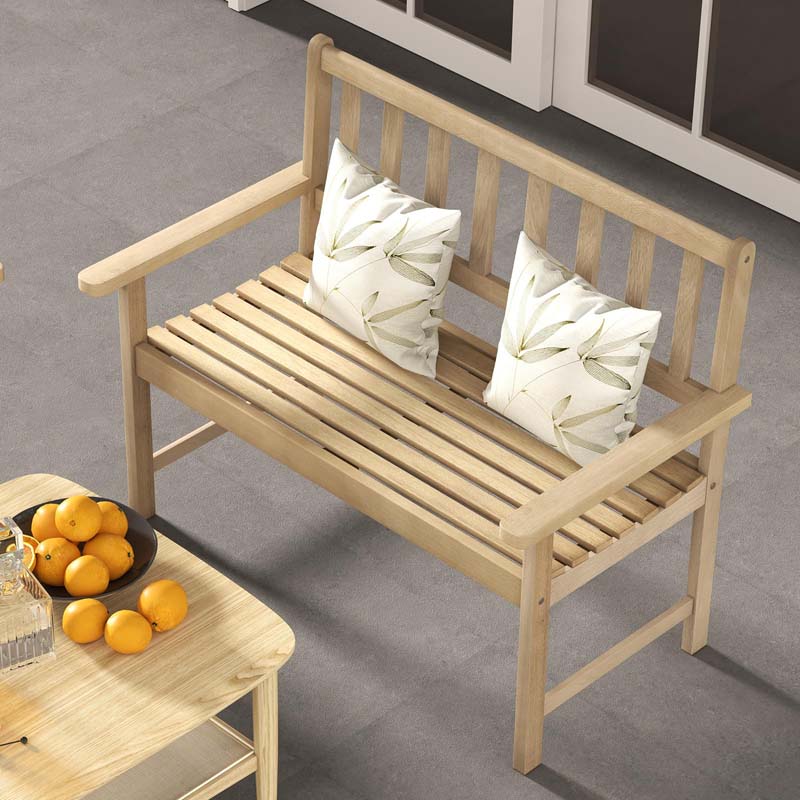 Eletriclife Outdoor Teak Wood Garden Bench 2-Person with Backrest and Armrests