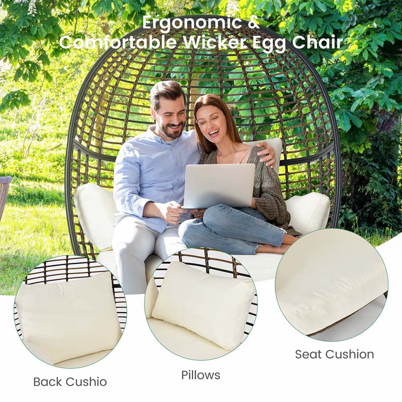 Eletriclife Oversized Patio Rattan Egg Lounge Chair with 4 Cushions