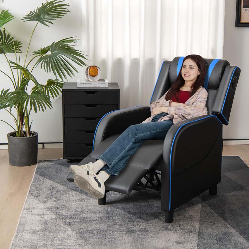 Eletriclife PU Leather Massage Gaming Recliner Chair with Bluetooth Speaker