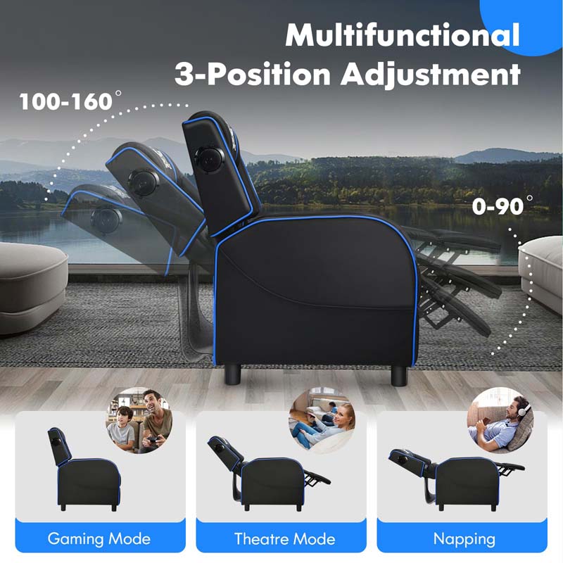 Eletriclife PU Leather Massage Gaming Recliner Chair with Bluetooth Speaker