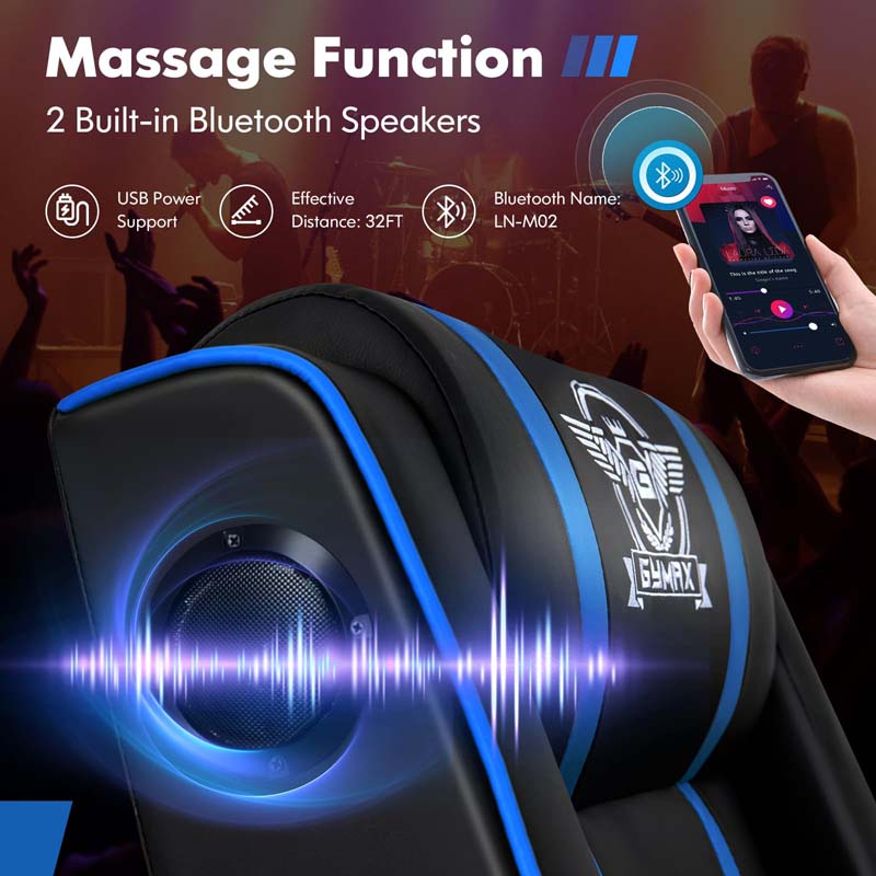 Eletriclife PU Leather Massage Gaming Recliner Chair with Bluetooth Speaker