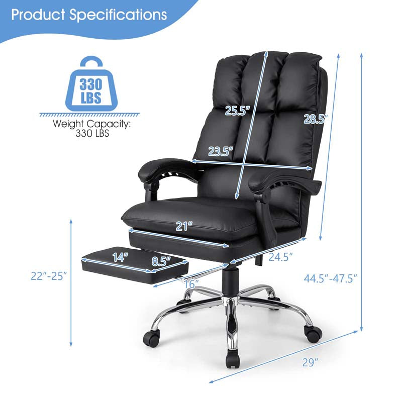 Eletriclife PU Leather Office Chair Reclining Chair with Retractable Footrest