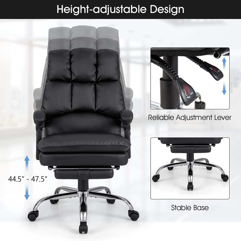 Eletriclife PU Leather Office Chair Reclining Chair with Retractable Footrest