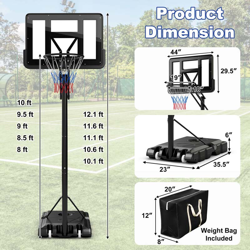 Eletriclife Portable Basketball Hoop with 8 to 10 Feet 5-Level Height Adjustable