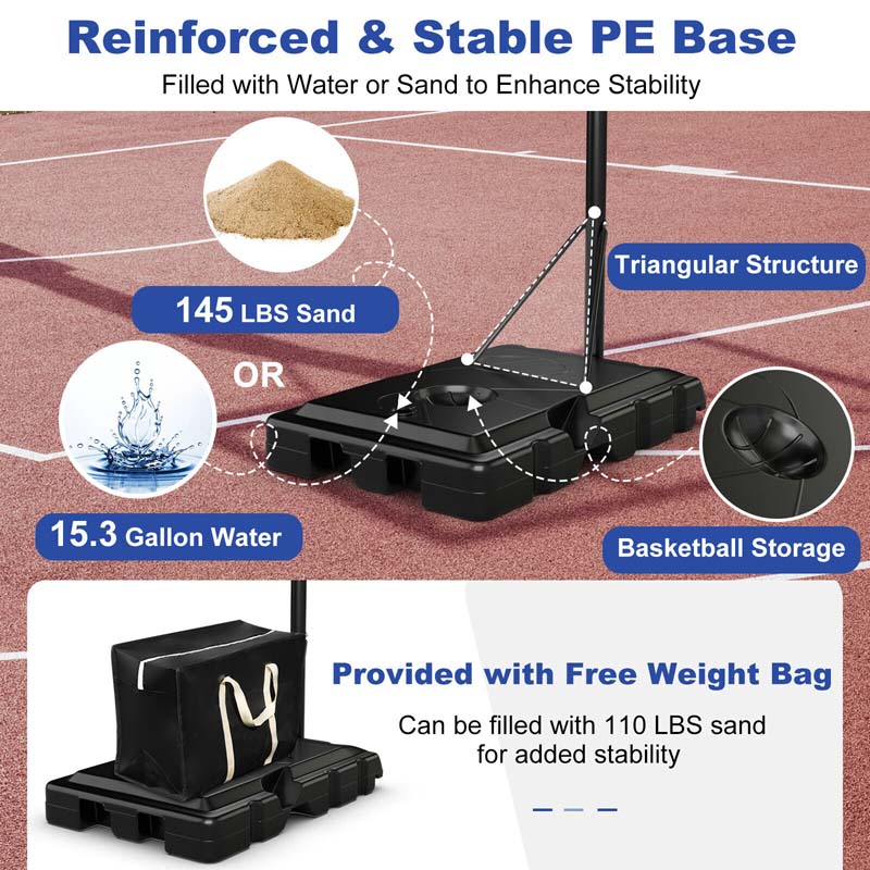 Eletriclife Portable Basketball Hoop with 8 to 10 Feet 5-Level Height Adjustable