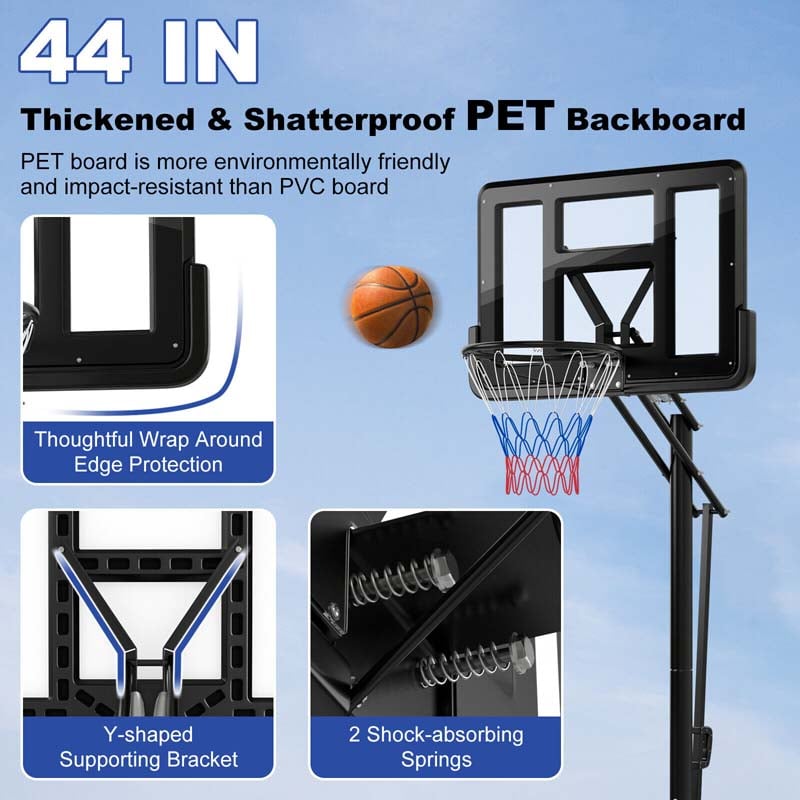 Eletriclife Portable Basketball Hoop with 8 to 10 Feet 5-Level Height Adjustable