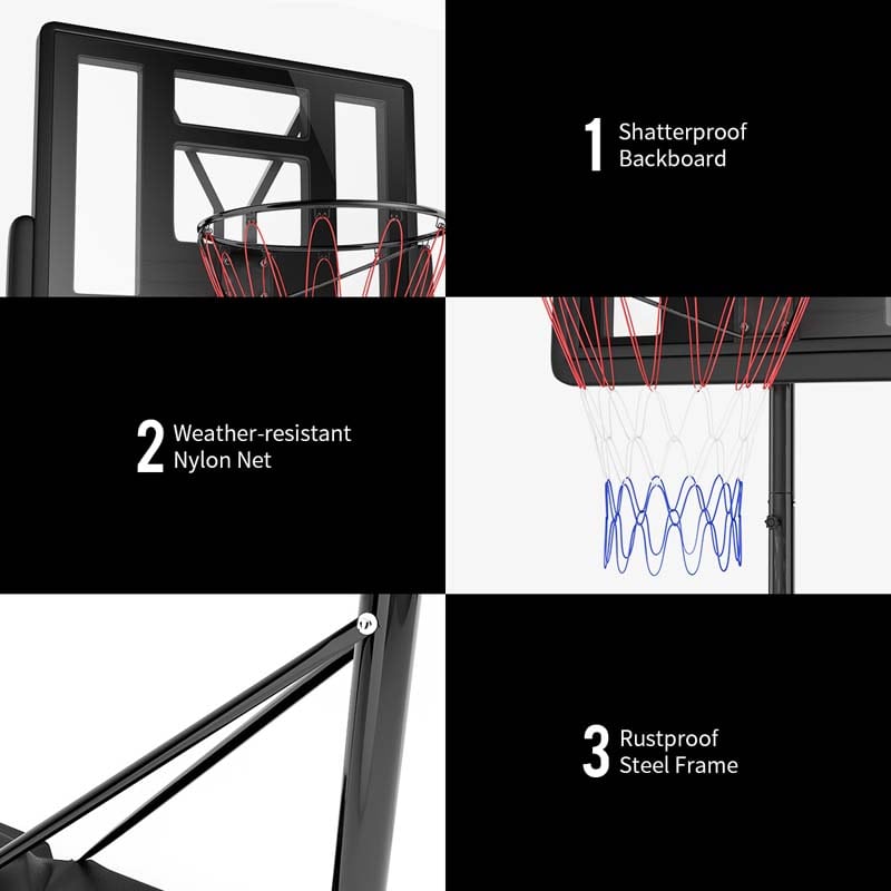 Eletriclife Portable Shatterproof Backboard Basketball Hoop Height Adjustable with 2 Nets