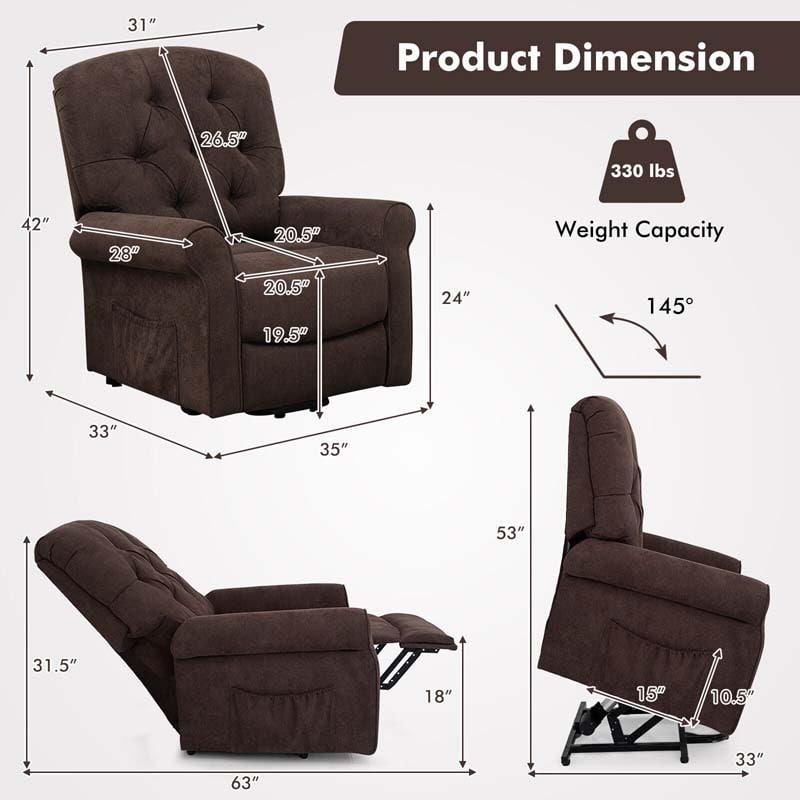 Eletriclife Power Lift Chair for Elderly with Adjustable Backrest and Footrest